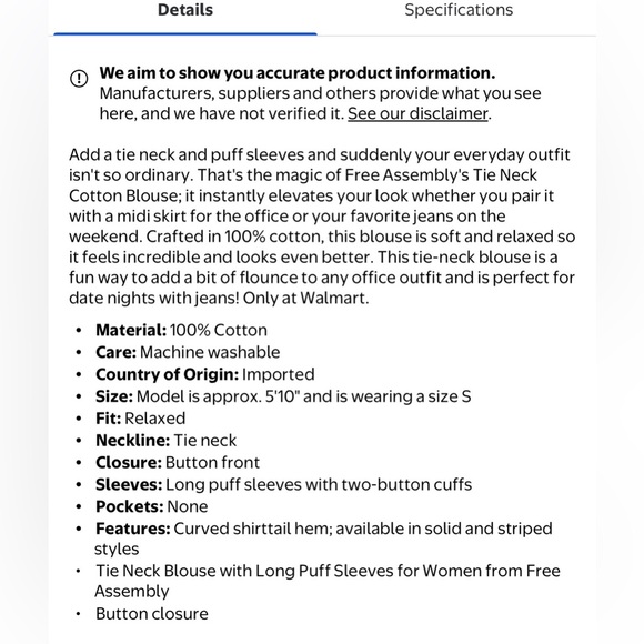 Free Assembly Cotton Tie Neck Blouse with Long Puff Sleeves - Picture 10 of 13